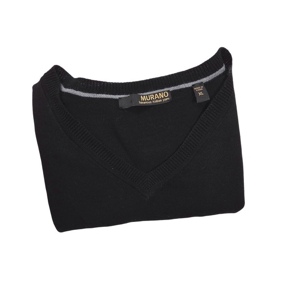 Murano 100% Merino Black Wool Pullover Sweater Vest Vintage Men's Size XL - Picture 3 of 5